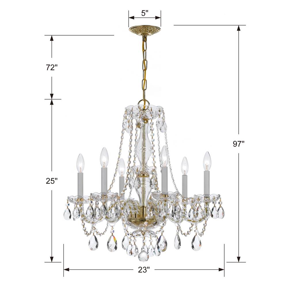 Crystorama Traditional Crystal Traditional Crystal 6 Light Crystal Polished Chrome Chandelier