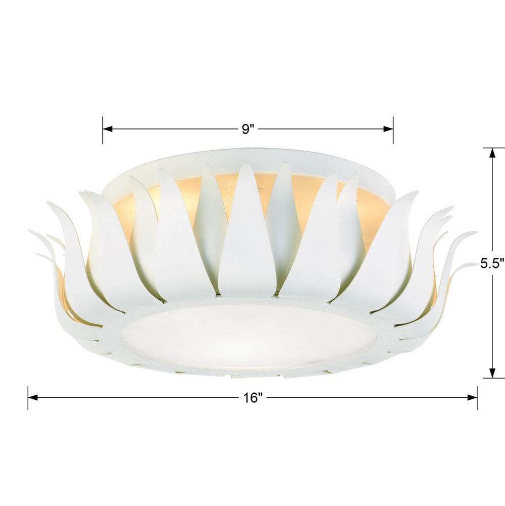 Crystorama 510-MT Matte White Broche 3 Light Matte White Ceiling Mount Image 2
