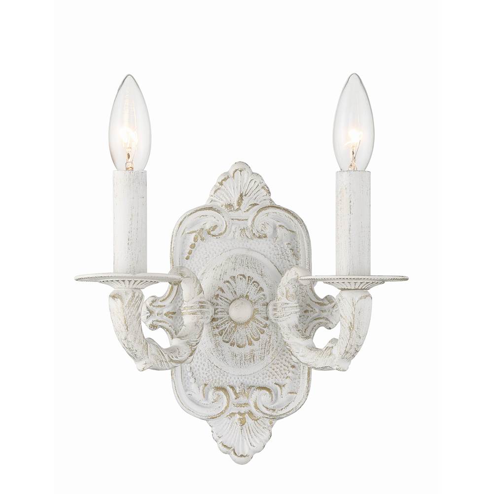 Crystorama 5122-AW Antique White Paris Market 2 Light Antique White Sconce Image 1
