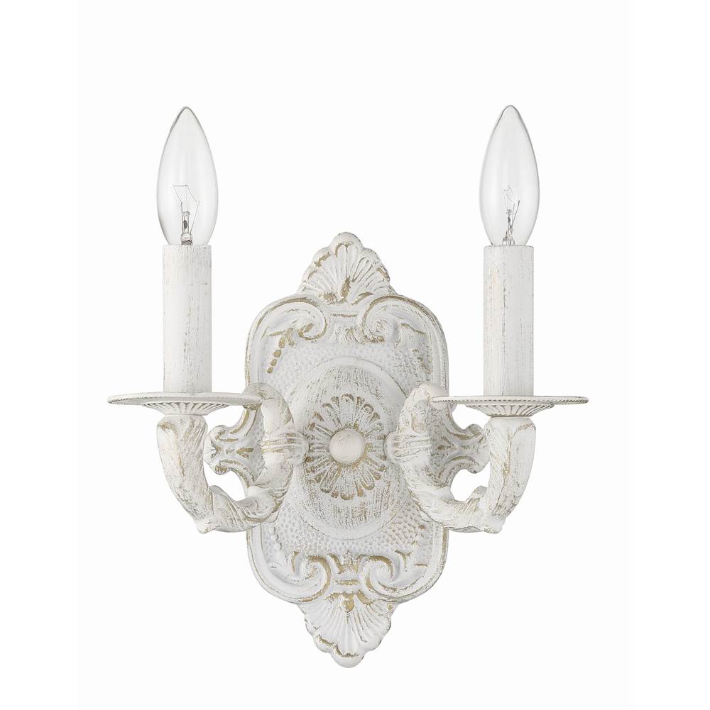 Crystorama Paris Market Paris Market 2 Light Antique White Sconce