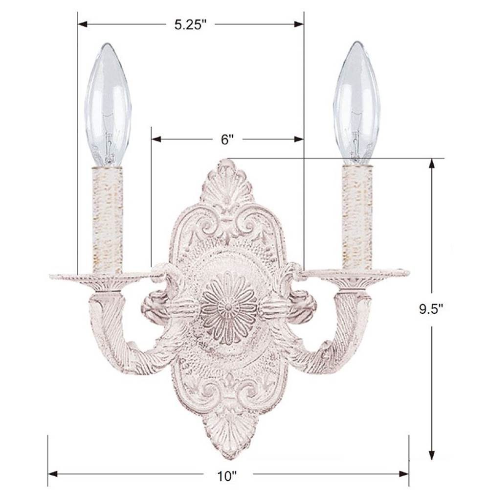 Crystorama 5122-AW Antique White Paris Market 2 Light Antique White Sconce Image 2