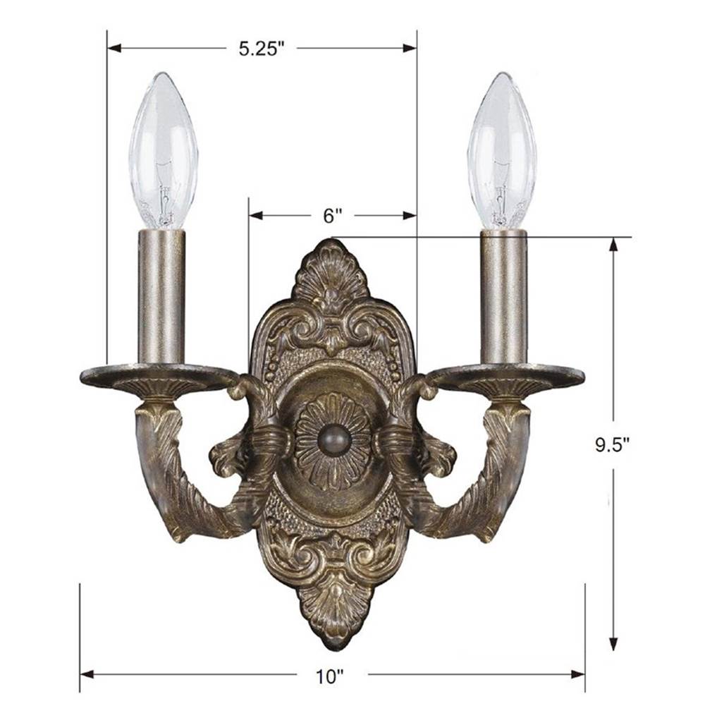 Crystorama Paris Market Paris Market 2 Light Antique White Sconce