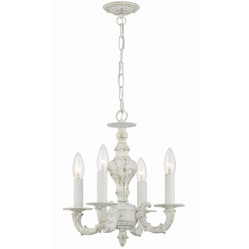 Crystorama 5124-AW Antique White Paris Market 4 Light Antique White Mini Chandelier Image 1