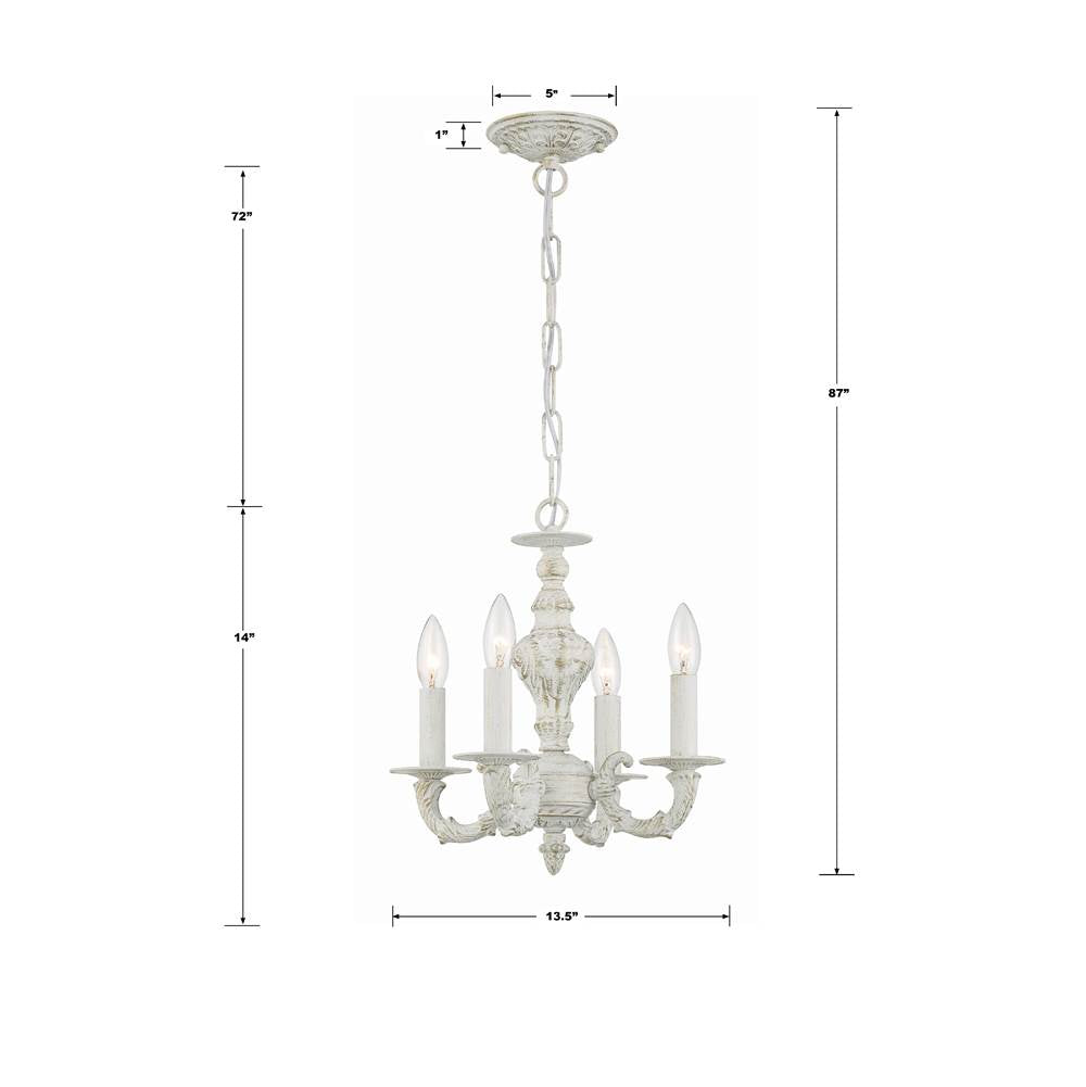 Crystorama 5124-AW Antique White Paris Market 4 Light Antique White Mini Chandelier Image 2