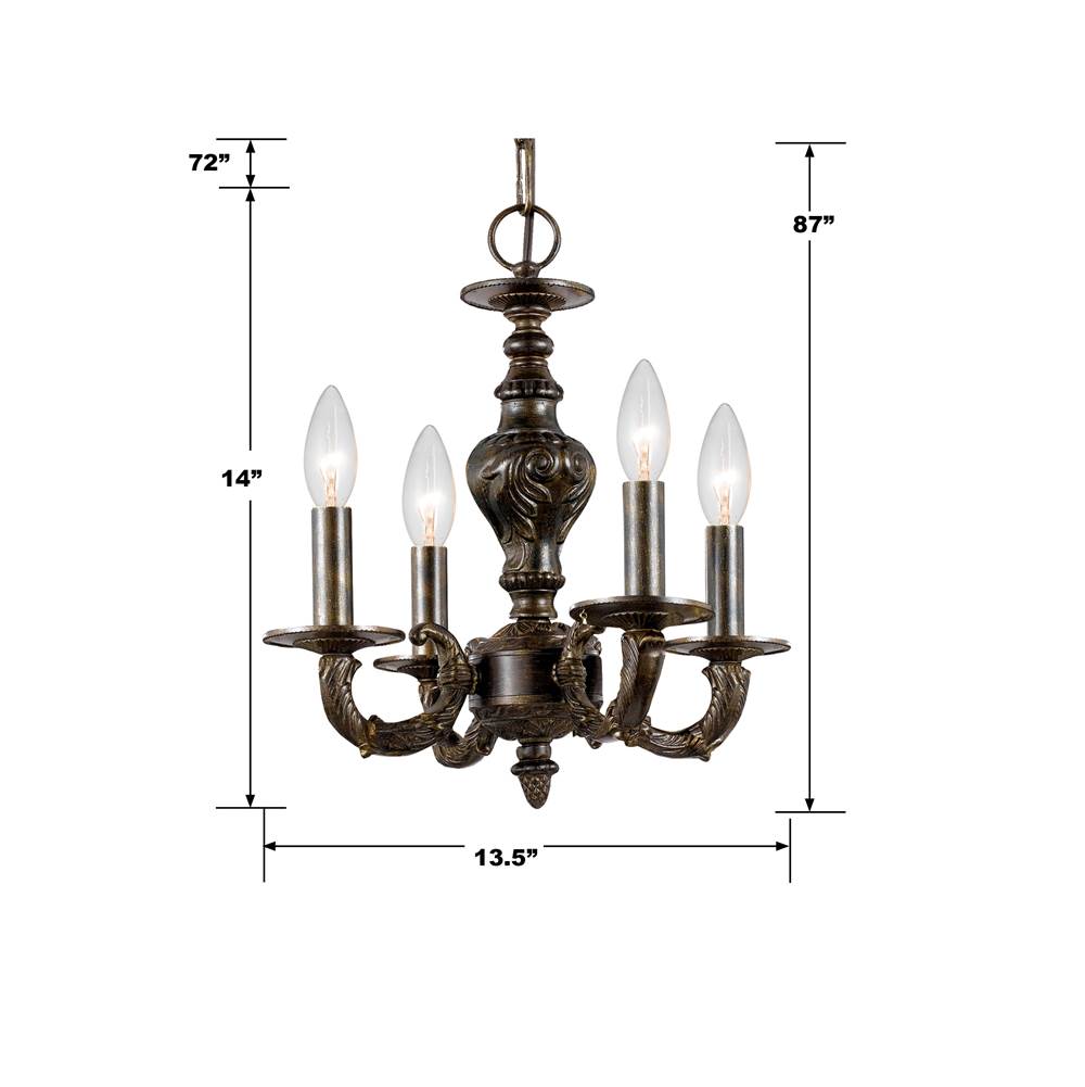 Crystorama Paris Market Paris Market 4 Light Antique White Mini Chandelier