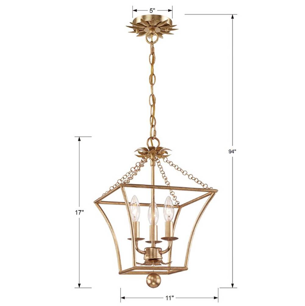 Crystorama 514-GA Antique Gold Broche 3 Light Antique Gold Lantern Image 2
