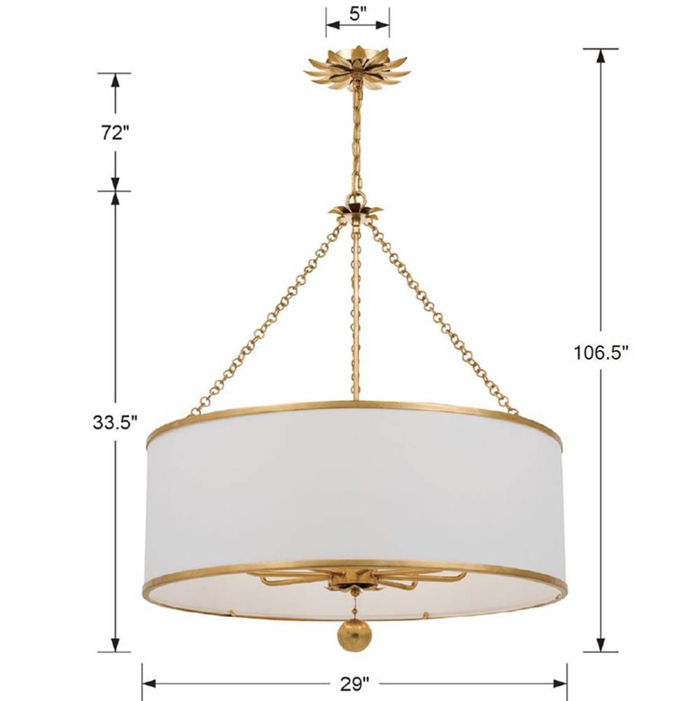 Crystorama 515-GA Antique Gold Broche 8 Light Antique Gold Chandelier Image 2