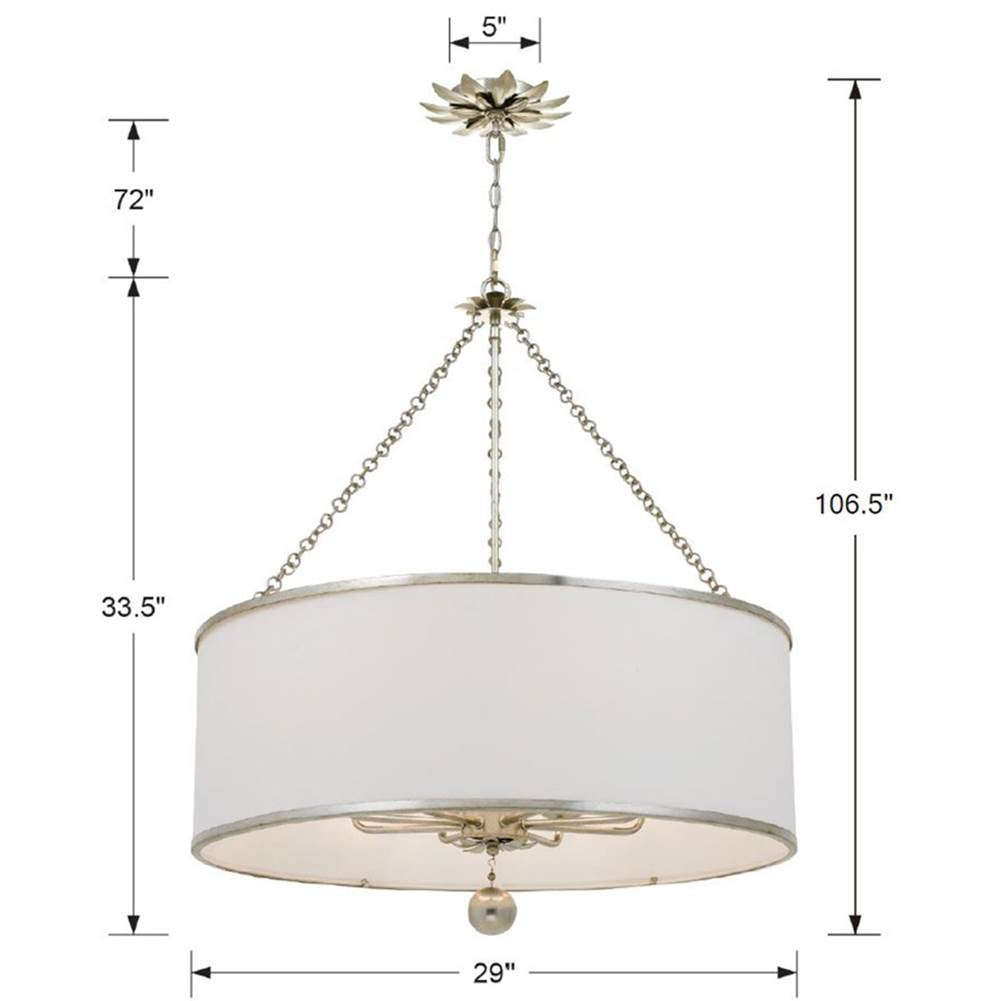 Crystorama 515-SA Antique Silver Broche 8 Light Antique Silver Chandelier Image 2