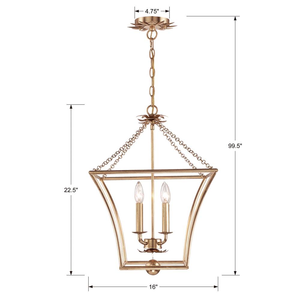 Crystorama 516-GA Antique Gold Broche 4 Light Antique Gold Lantern Image 2
