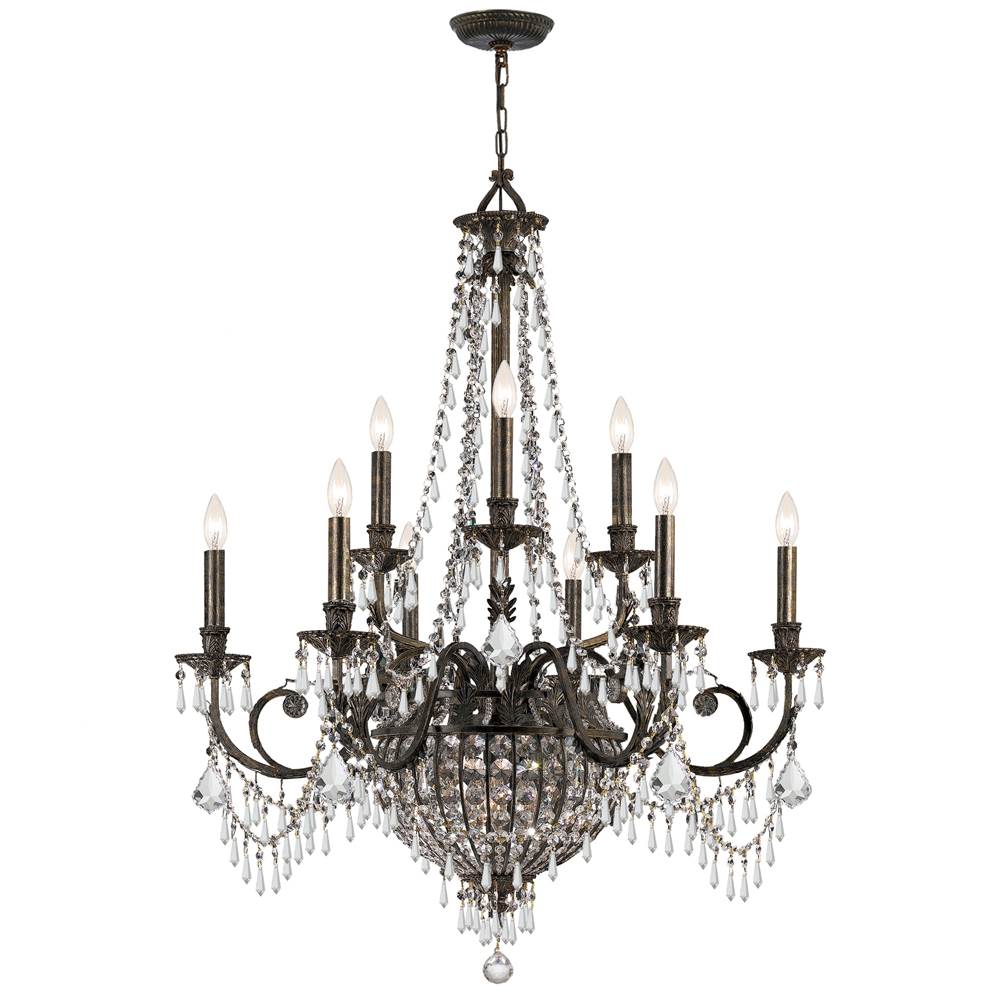 Crystorama Vanderbilt 12 Light Hand Cut Crystal English Bronze Chandelier