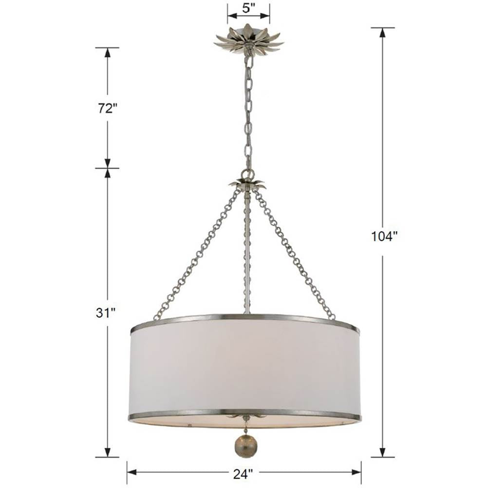Crystorama 518-SA Antique Silver Broche 6 Light Antique Silver Chandelier Image 2
