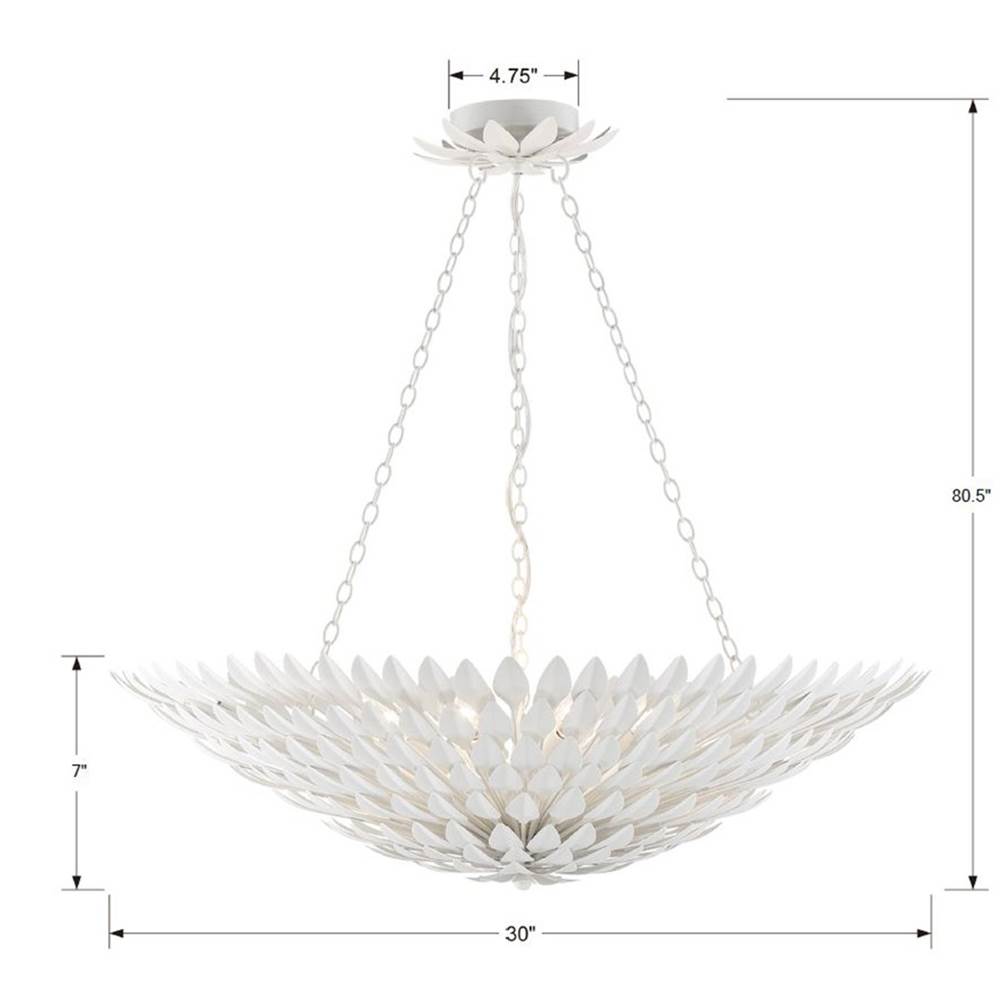 Crystorama 519-MT Matte White Broche 8 Light Matte White Chandelier Image 2
