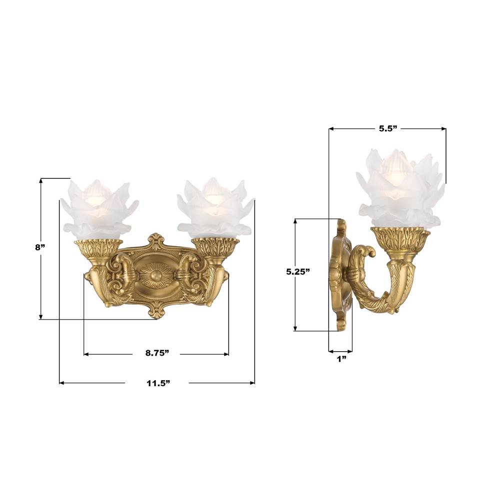 Crystorama 5222-AG Aged Brass Mayfield 11.5'' Aged Brass Sconce Image 2
