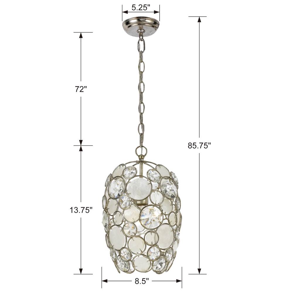Crystorama Palla 1 Light Antique Silver Mini Chandelier