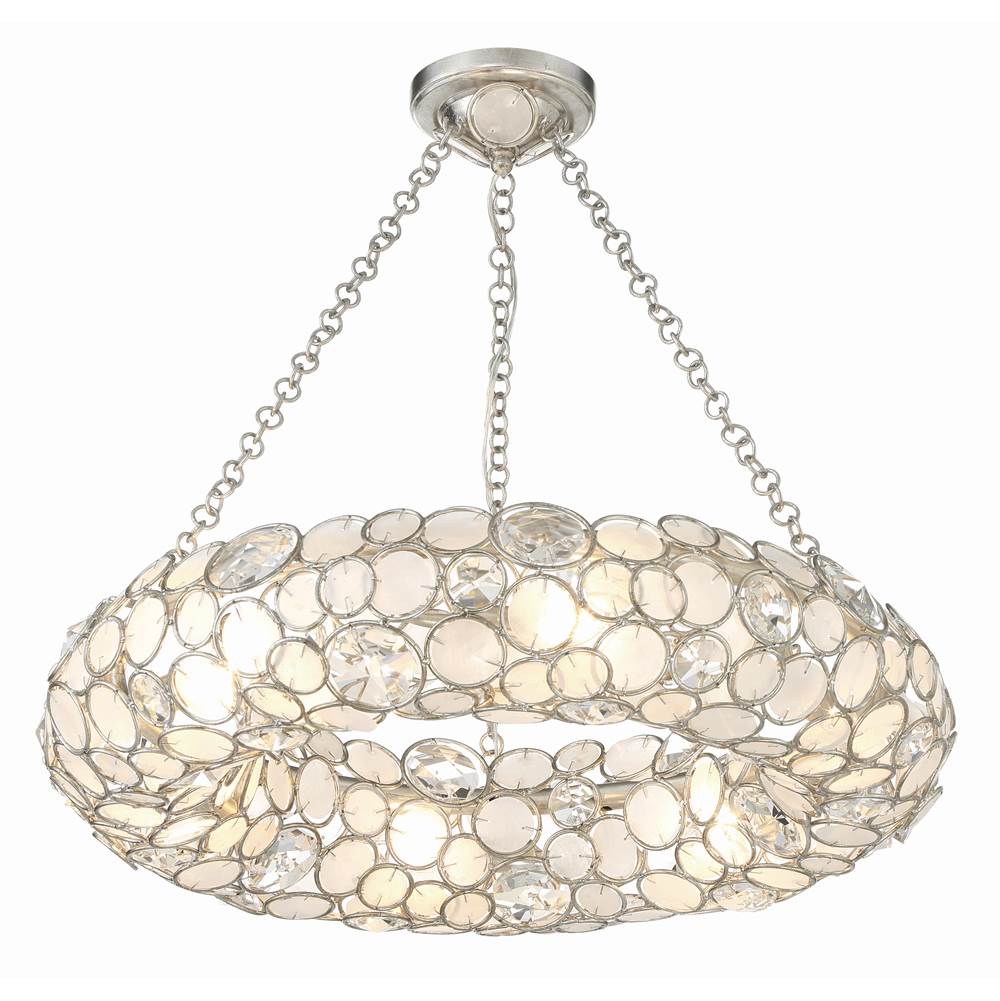 Crystorama 525-SA Antique Silver Palla 6 Light Antique Silver Chandelier Image 1