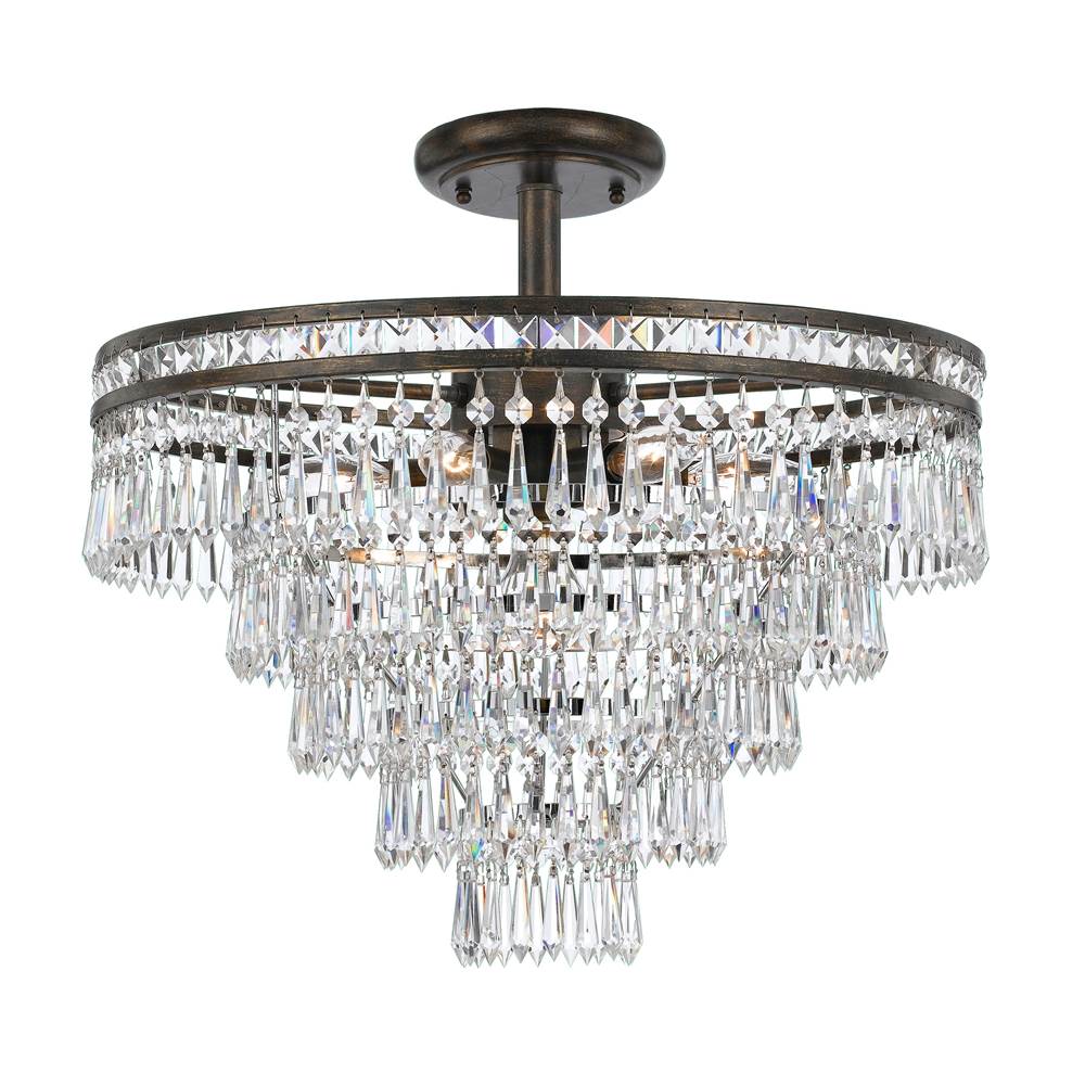 Crystorama 5264-EB-CL-MWP_CEILING English Bronze Mercer 7 Light Hand Cut Crystal English Bronze Ceiling Mount Image 1