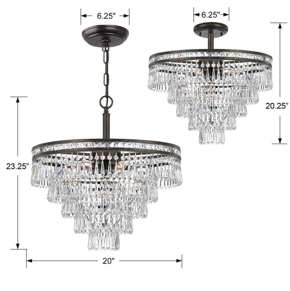 Crystorama Mercer 7 Light Hand Cut Crystal English Bronze Ceiling Mount