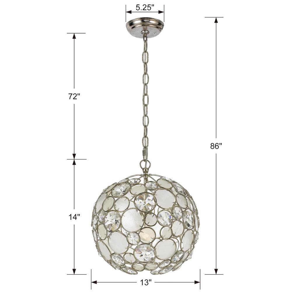 Crystorama 527-SA Antique Silver Palla 1 Light Antique Silver Sphere Mini Chandelier Image 2