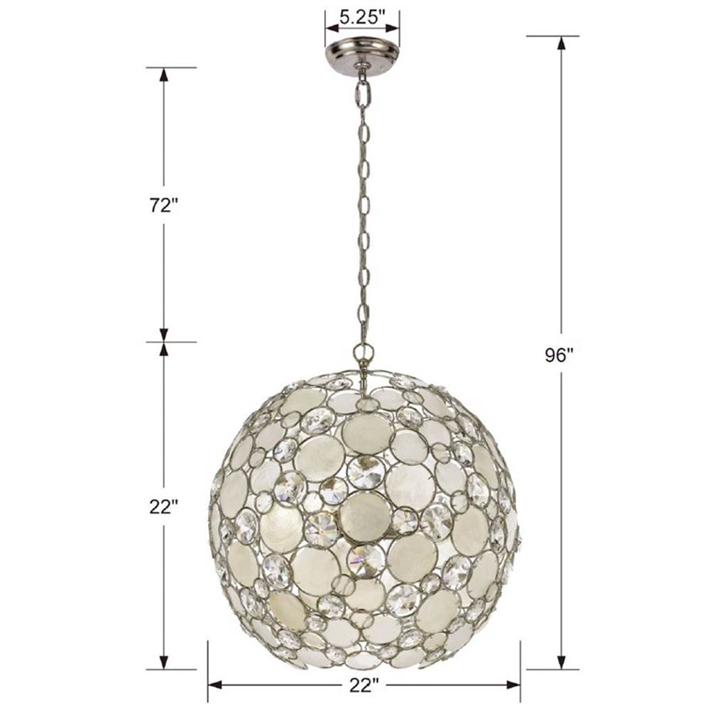 Crystorama 529-SA Antique Silver Palla 6 Light Antique Silver Sphere Chandelier Image 2