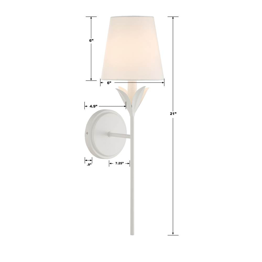 Crystorama 531-MT Matte White Broche 1 Light Matte White Wall Mount Image 2