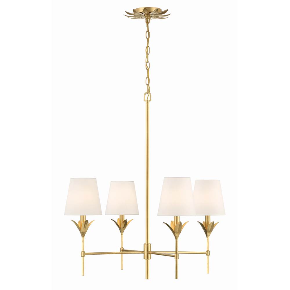 Crystorama 534-GA Antique Gold Broche 4 Light Antique Gold Chandelier Image 1
