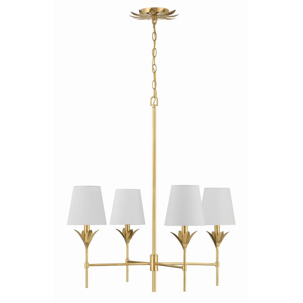 Crystorama Broche 4 Light Antique Gold Chandelier