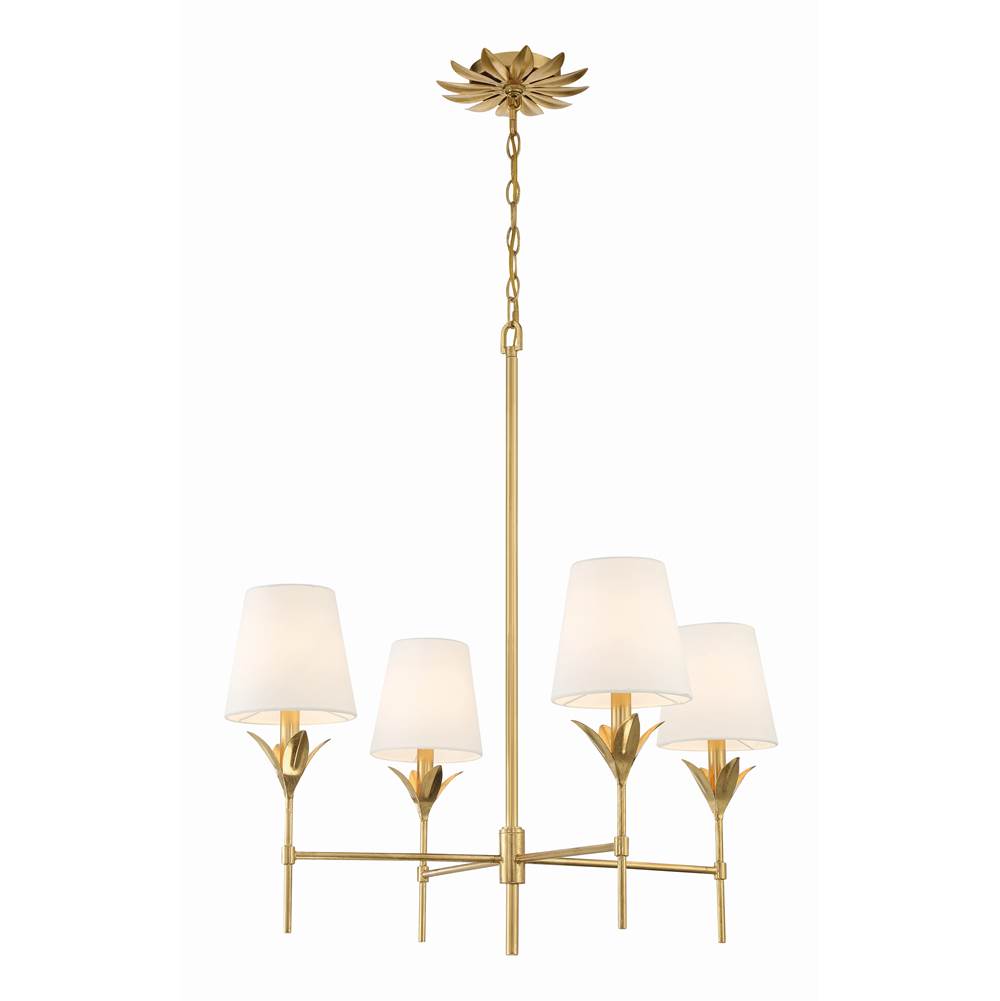 Crystorama 534-GA Antique Gold Broche 4 Light Antique Gold Chandelier Image 6