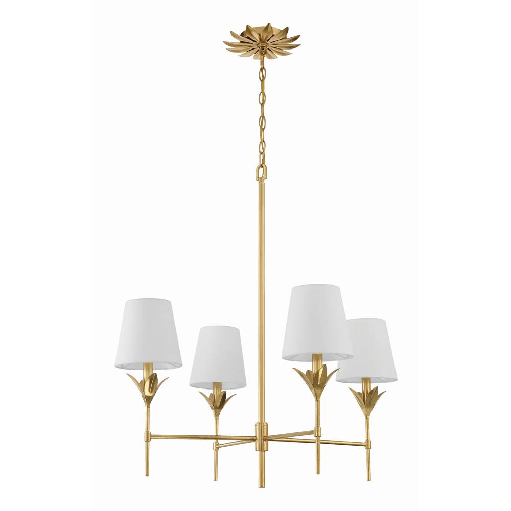 Crystorama 534-GA Antique Gold Broche 4 Light Antique Gold Chandelier Image 5