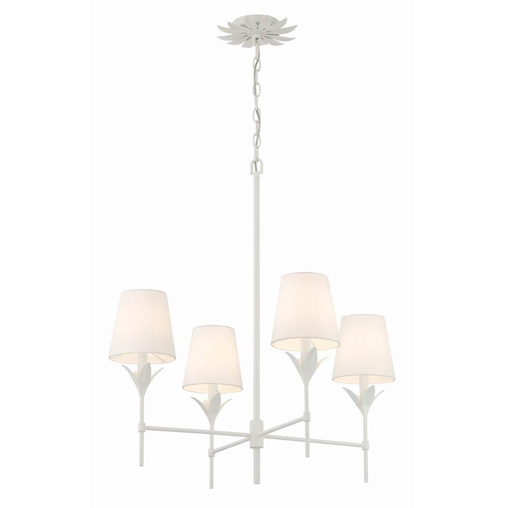 Crystorama 534-MT Matte White Broche 4 Light Matte White Chandelier Image 3