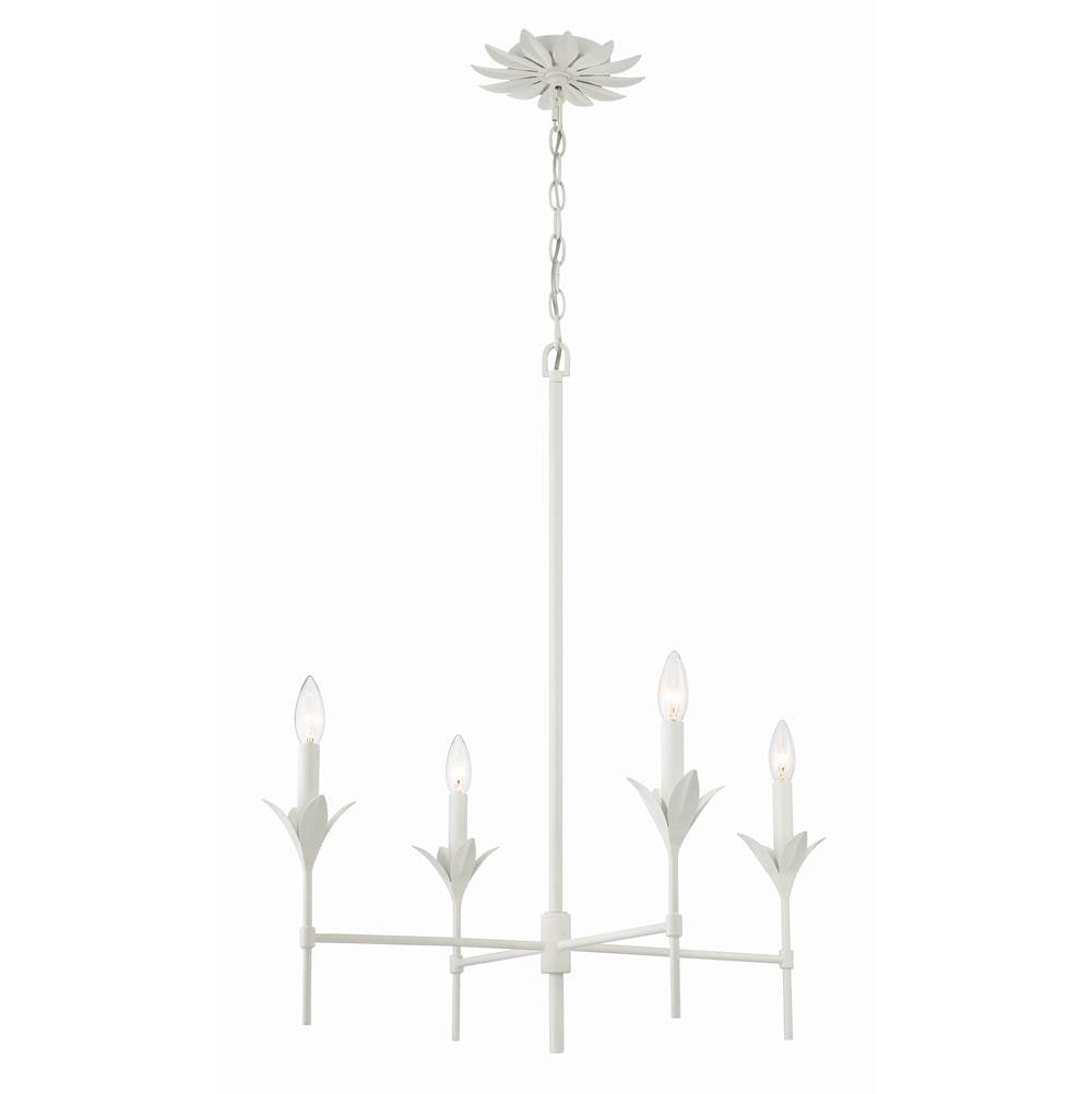 Crystorama 534-MT Matte White Broche 4 Light Matte White Chandelier Image 2