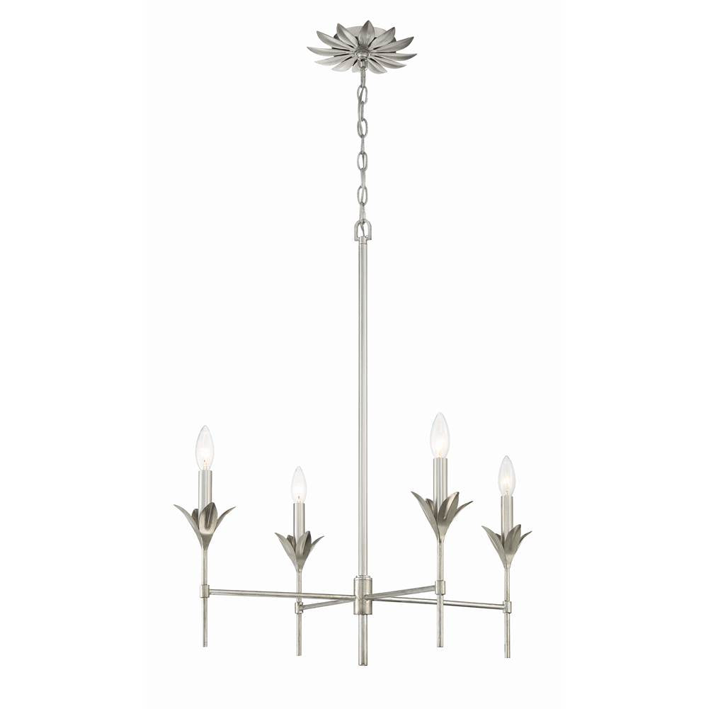 Crystorama 534-SA Antique Silver Broche 4 Light Antique Silver Chandelier Image 2