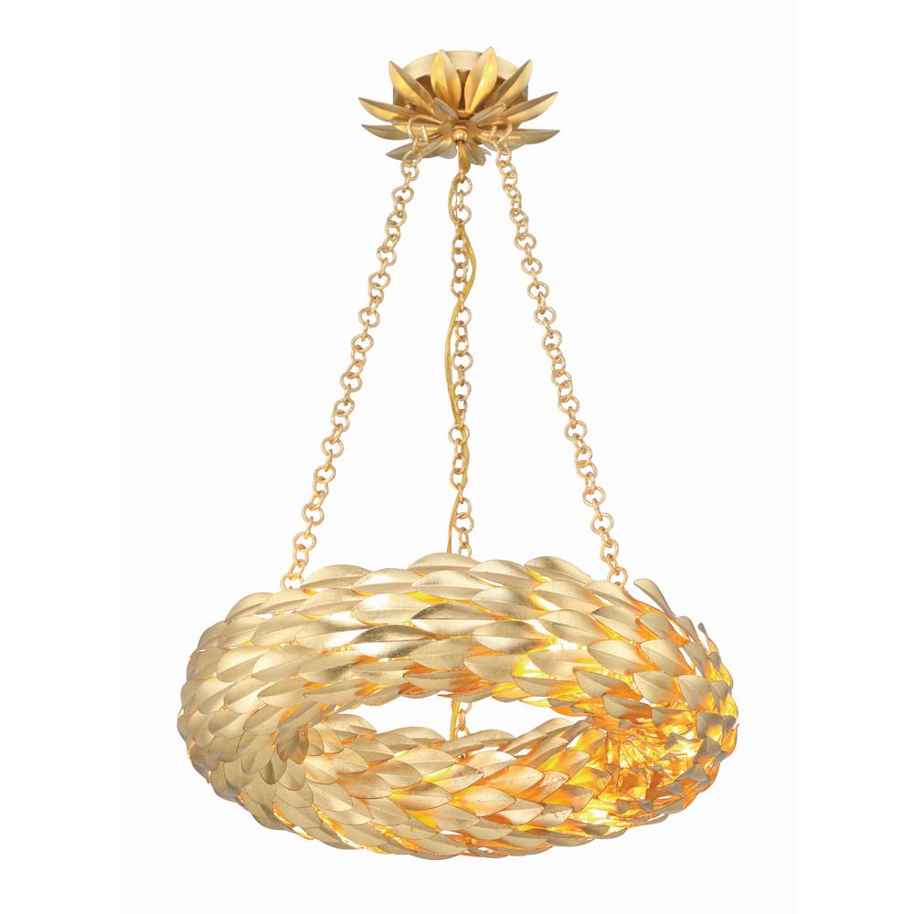 Crystorama 535-GA Antique Gold Broche 6 Light Antique Gold Chandelier Image 1