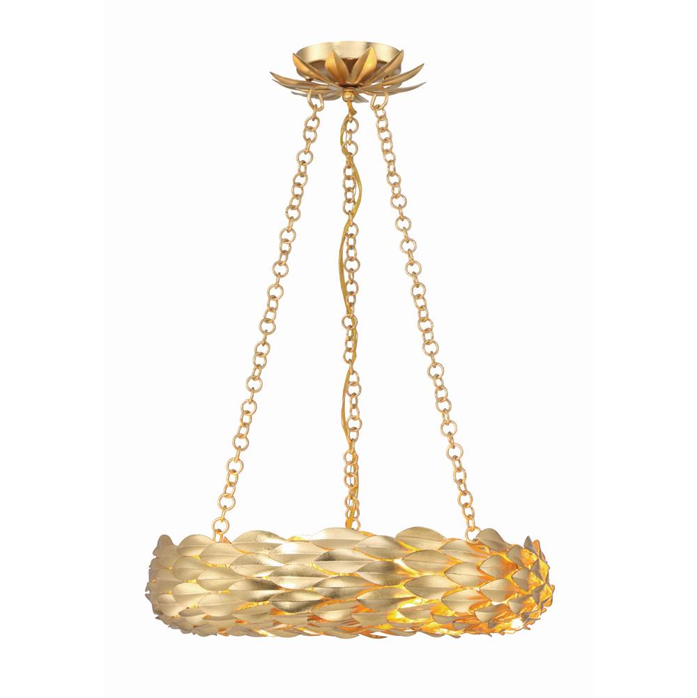 Crystorama Broche 6 Light Antique Gold Chandelier