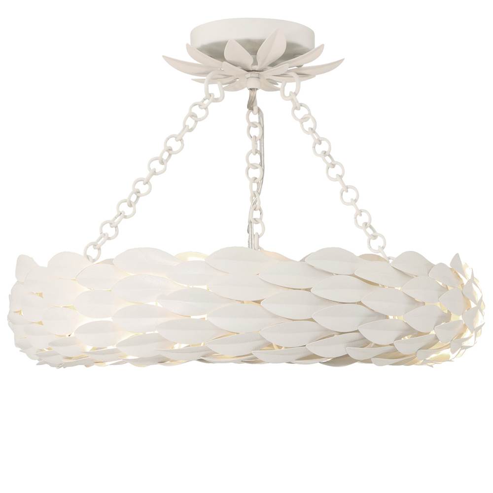 Crystorama 535-MT_CEILING Matte White Broche 6 Light Matte White Semi Flush Mount Image 3
