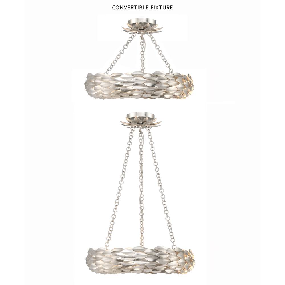Crystorama Broche 6 Light Antique Gold Semi Flush Mount