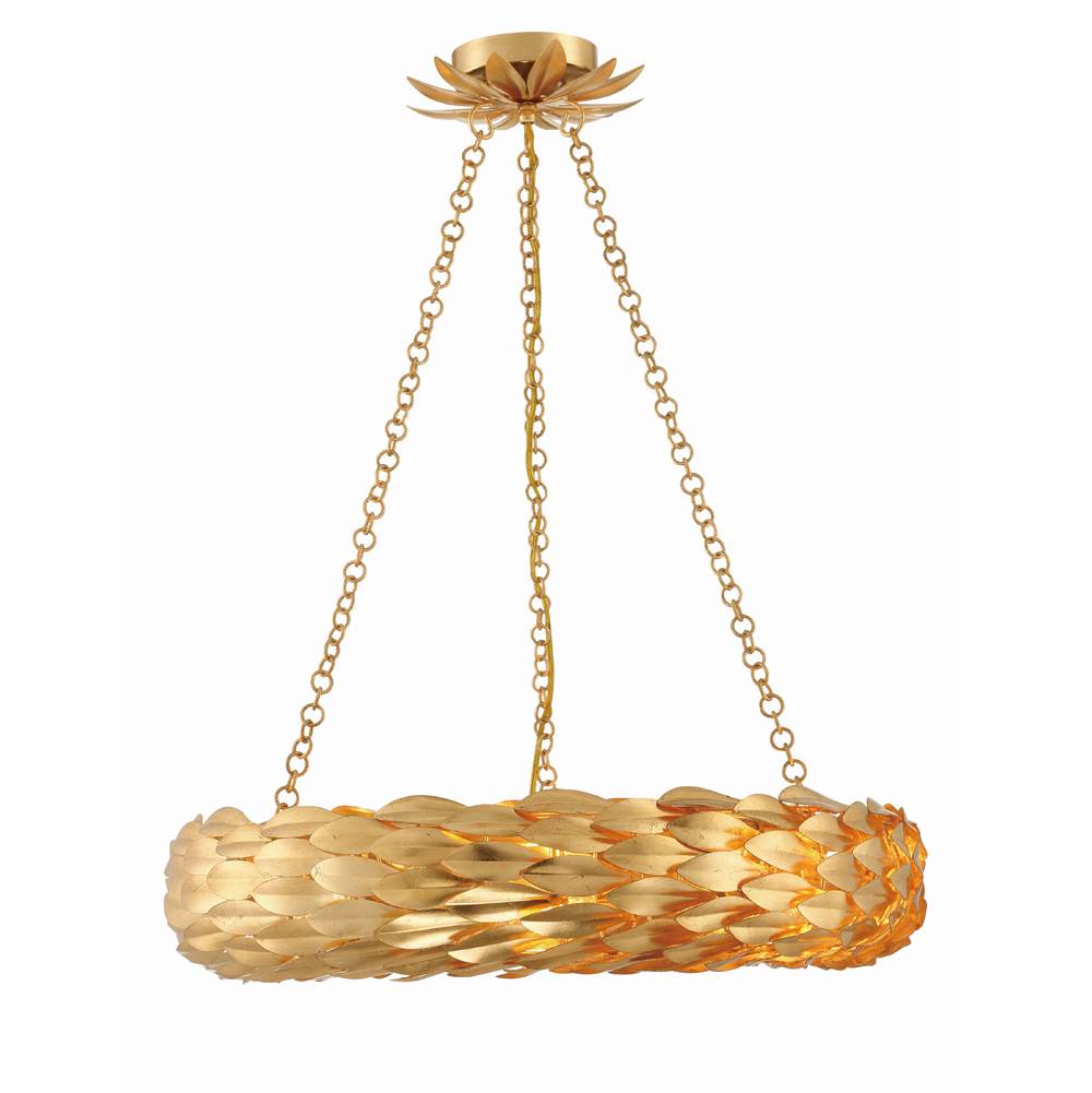 Crystorama 536-GA Antique Gold Broche 6 Light Antique Gold Pendant Image 1