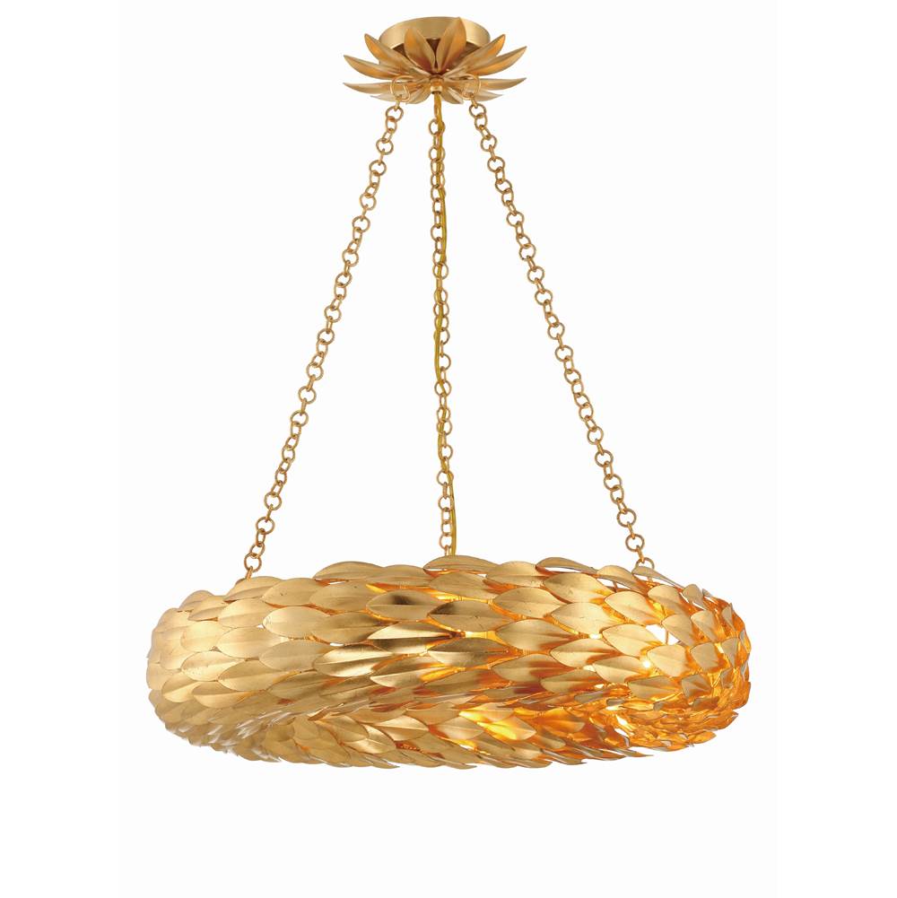 Crystorama Broche 6 Light Antique Gold Pendant
