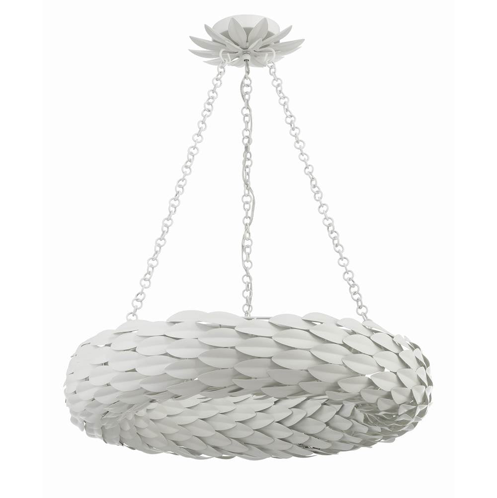 Crystorama 536-MT Matte White Broche 6 Light Matte White Pendant Image 4