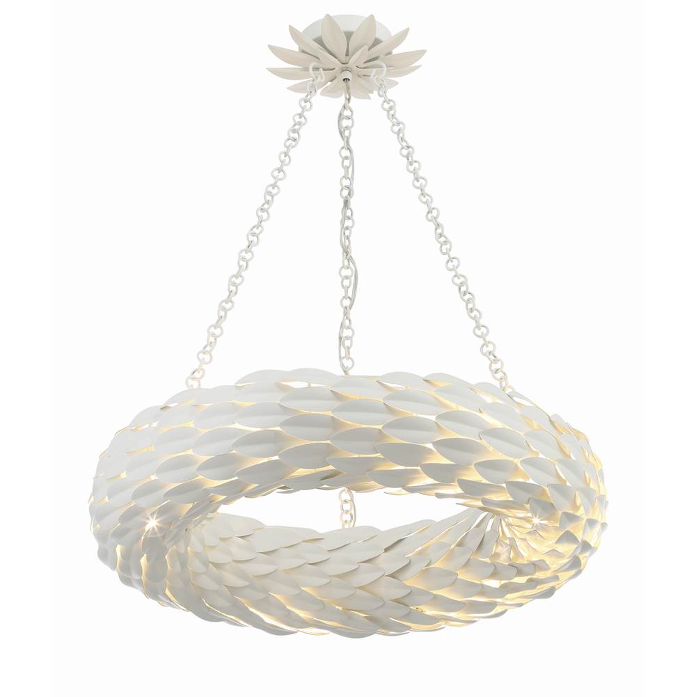 Crystorama 536-MT Matte White Broche 6 Light Matte White Pendant Image 3
