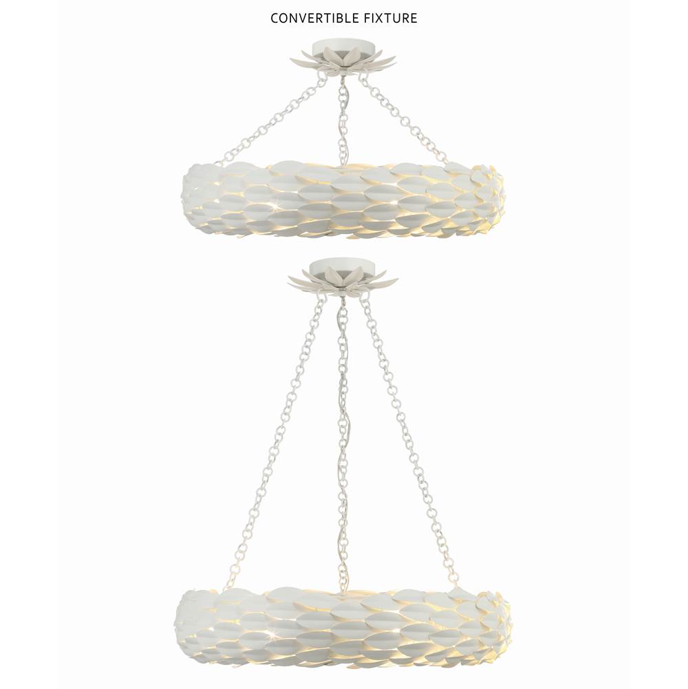 Crystorama Broche 6 Light Antique Gold Ceiling Mount