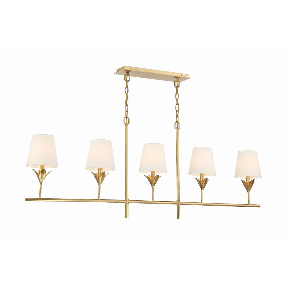 Crystorama Broche 5 Light Antique Gold Chandelier