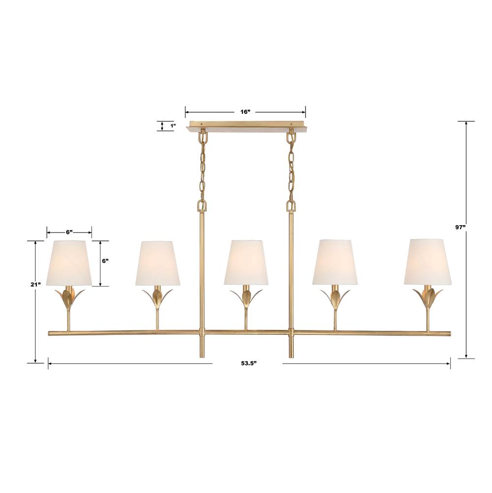 Crystorama 537-GA Antique Gold Broche 5 Light Antique Gold Chandelier Image 2