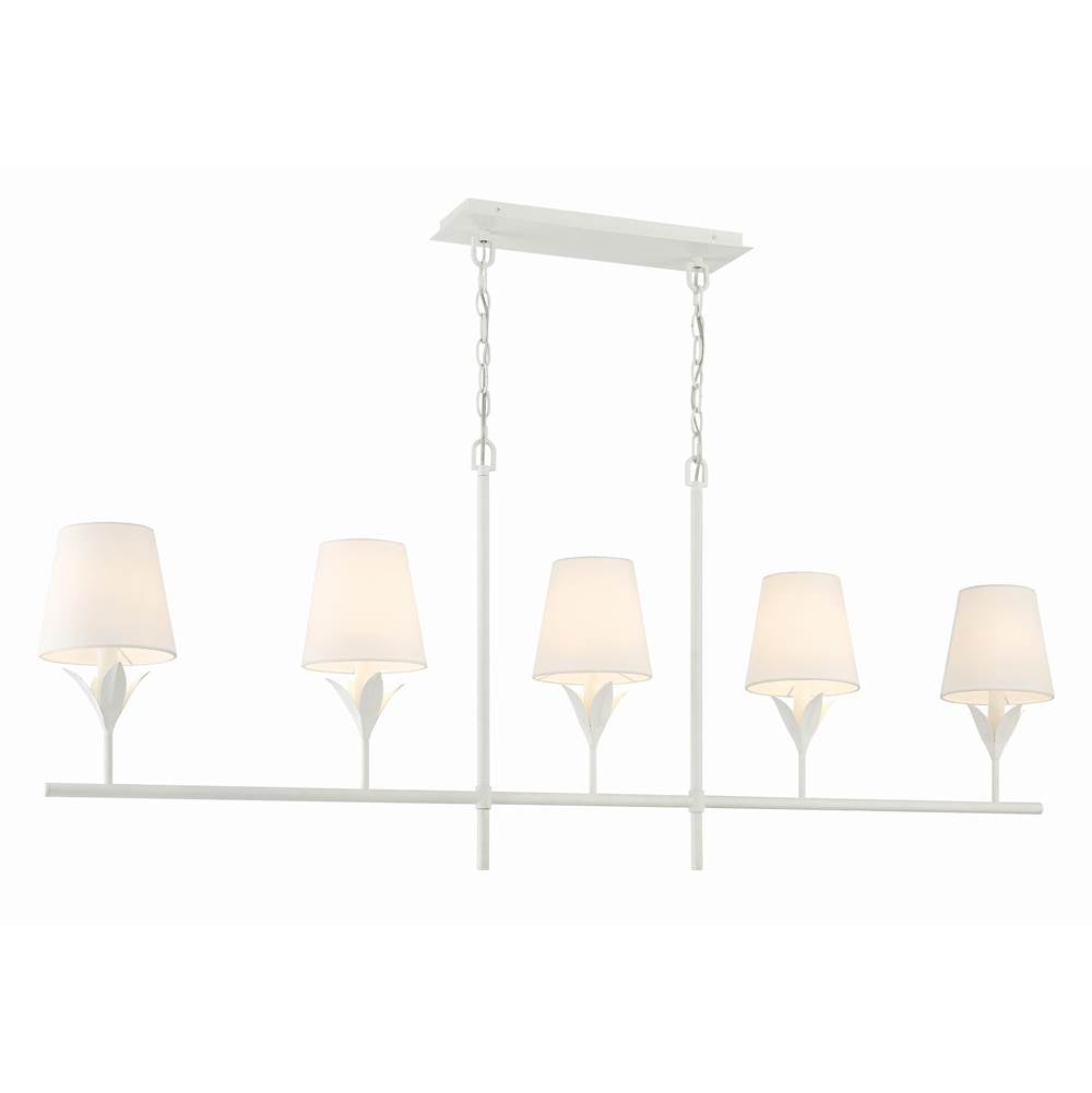 Crystorama 537-MT Matte White Broche 5 Light Matte White Chandelier Image 5