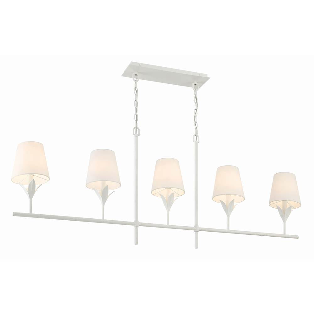 Crystorama 537-MT Matte White Broche 5 Light Matte White Chandelier Image 4