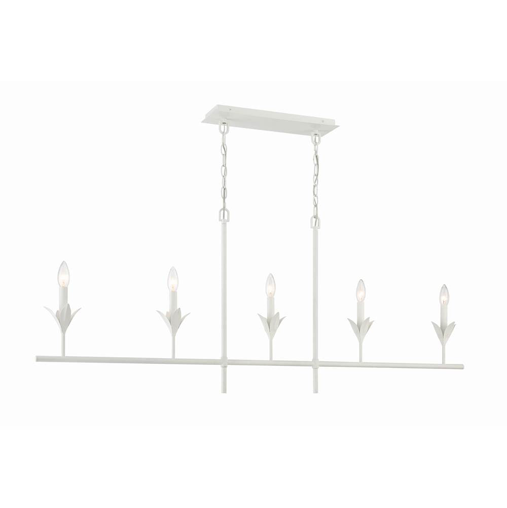 Crystorama 537-MT Matte White Broche 5 Light Matte White Chandelier Image 2