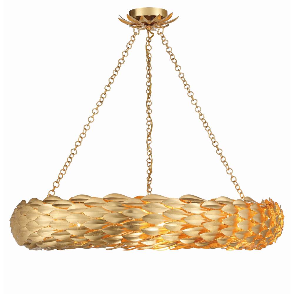 Crystorama 538-GA Antique Gold Broche 8 Light Antique Gold Pendant Image 1