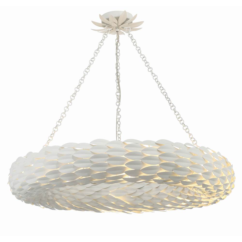 Crystorama 538-MT Matte White Broche 8 Light Matte White Pendant Image 4