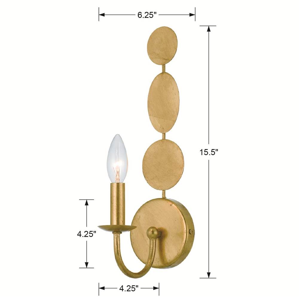 Crystorama 541-GA Antique Gold Layla 1 Light Antique Gold Sconce Image 3
