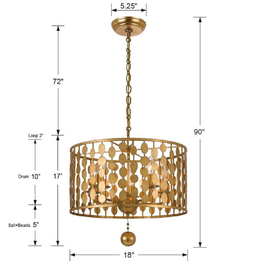 Crystorama 545-GA Antique Gold Layla 5 Light Antique Gold Chandelier Image 2