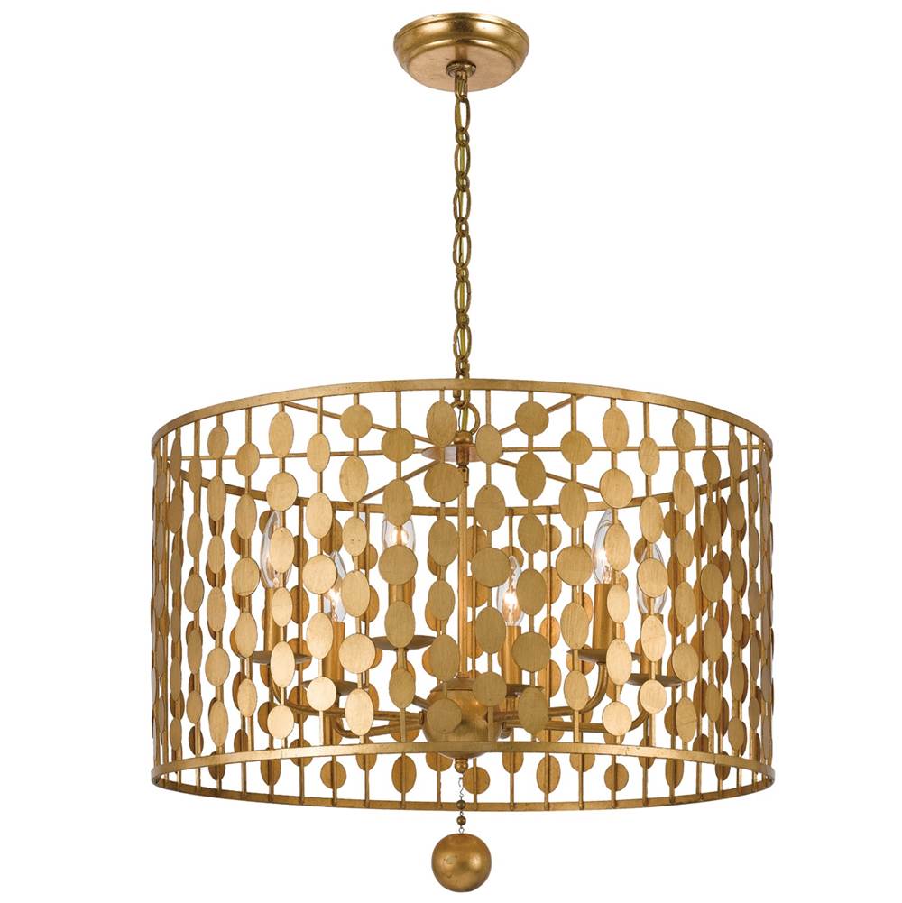 Crystorama 546-GA Antique Gold Layla 6 Light Antique Gold Chandelier Image 1